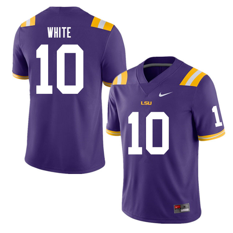 Men #10 Josh White LSU Tigers College Football Jerseys Sale-Purple